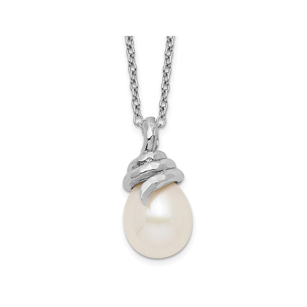8-9mm Cultured Freshwater Rice Pearl Pendant Necklace in Sterling Silver (17 Inch Chain) Image 1