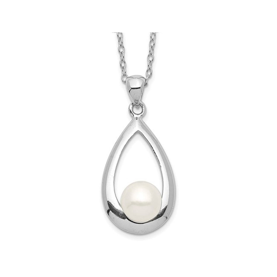 6-7mm Cultured Freshwater Button Pearl Pendant Necklace in Sterling Silver (17 Inch Chain) Image 1