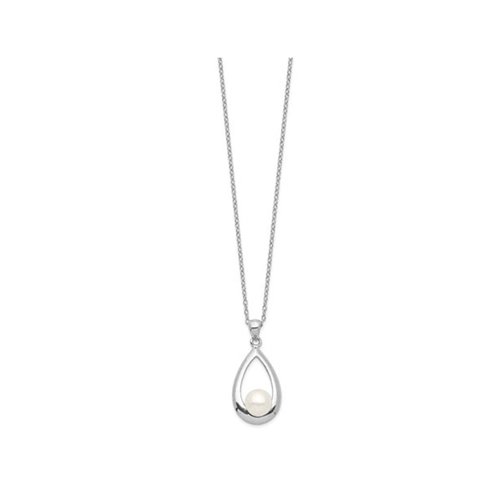 6-7mm Cultured Freshwater Button Pearl Pendant Necklace in Sterling Silver (17 Inch Chain) Image 3