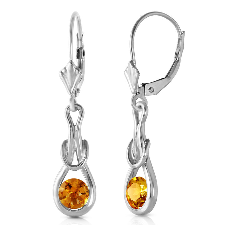 1.3 Carat 14K Solid White Gold Checkmate Citrine Earrings Image 1