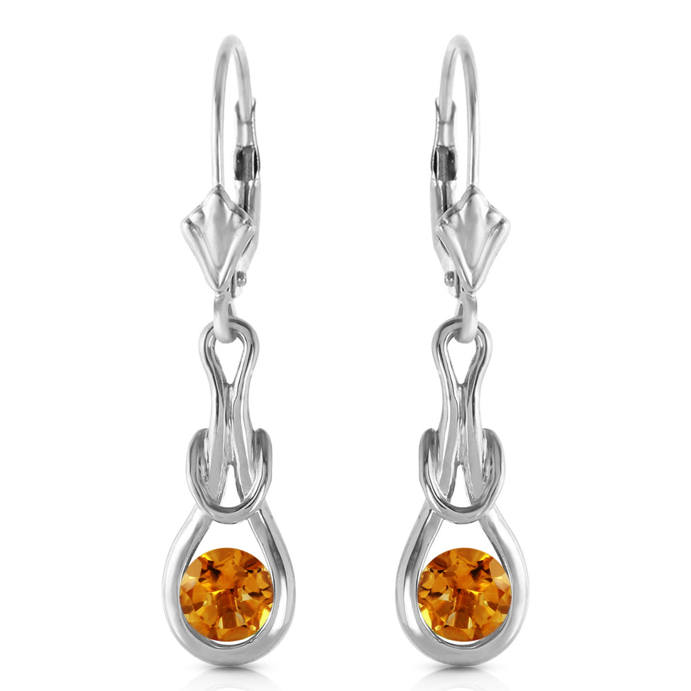 1.3 Carat 14K Solid White Gold Checkmate Citrine Earrings Image 2