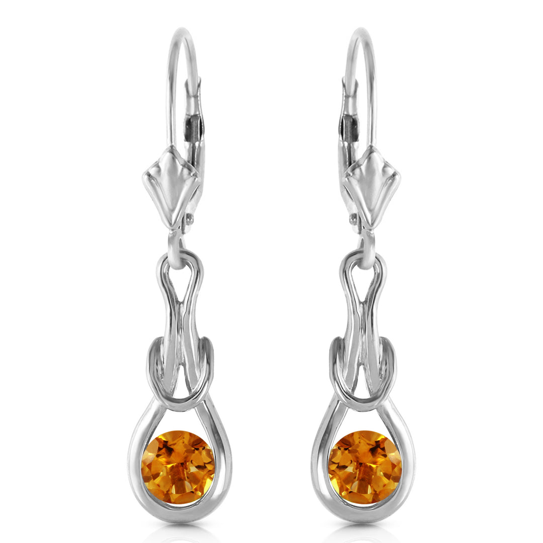 1.3 Carat 14K Solid White Gold Checkmate Citrine Earrings Image 2