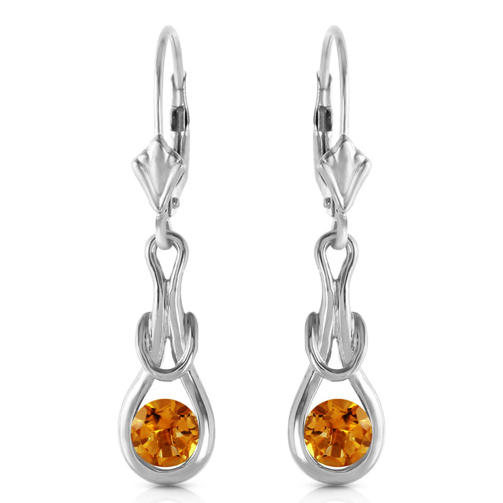 1.3 Carat 14K Solid White Gold Checkmate Citrine Earrings Image 2