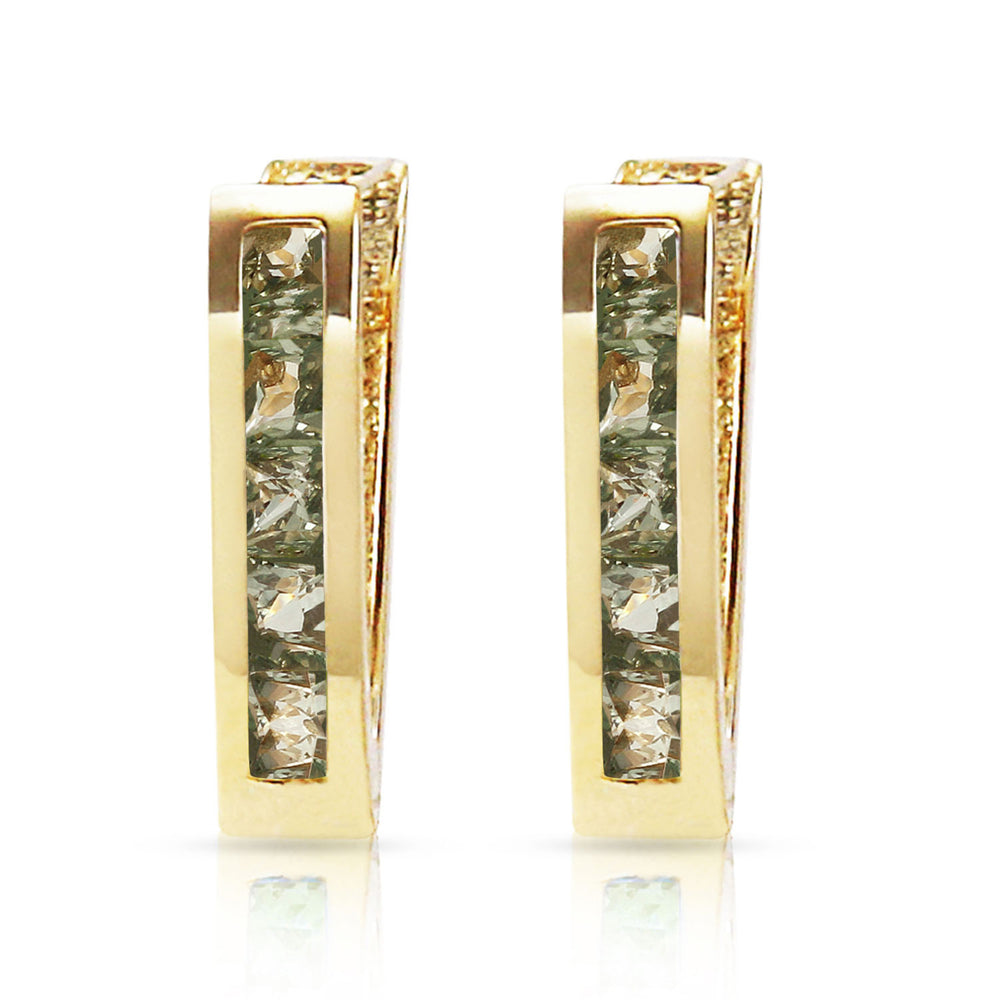 1.3 Carat 14K Solid Gold Huggie Earrings Green Natural Sapphire Image 2