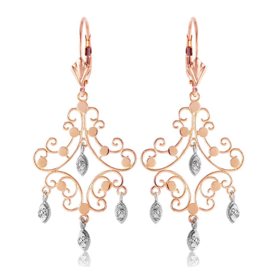 0.04 Carat 14K Solid Rose Gold Chandelier Diamond Earrings Image 1