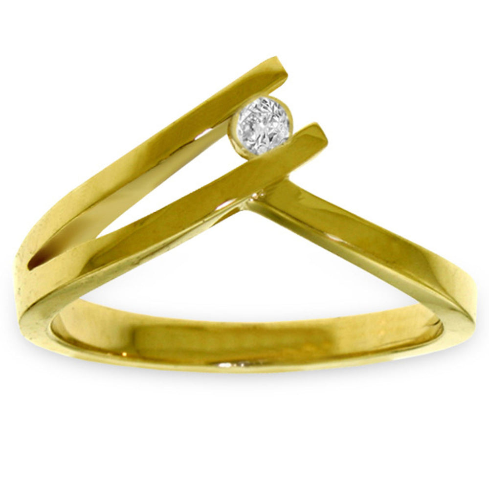 0.10ct Genuine Diamond Ring in 14k Solid Gold - Size 6.0 Image 2