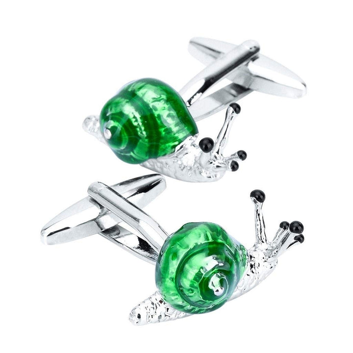 Wedding Casual Cufflinks 3D Cartoon Green Shell Snail Animal Cuff Links Jewerly Trendy Mens Cuffs Styling Designs Style Image 1