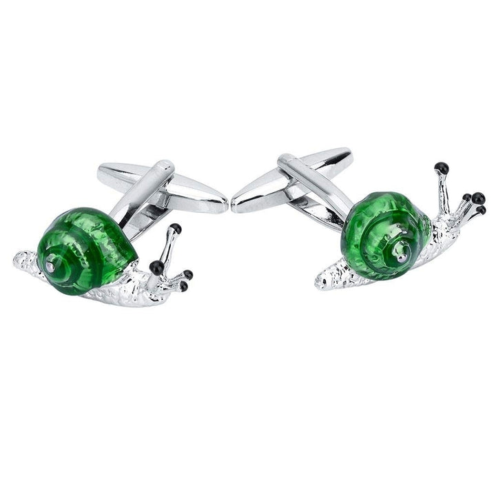 Wedding Casual Cufflinks 3D Cartoon Green Shell Snail Animal Cuff Links Jewerly Trendy Mens Cuffs Styling Designs Style Image 2