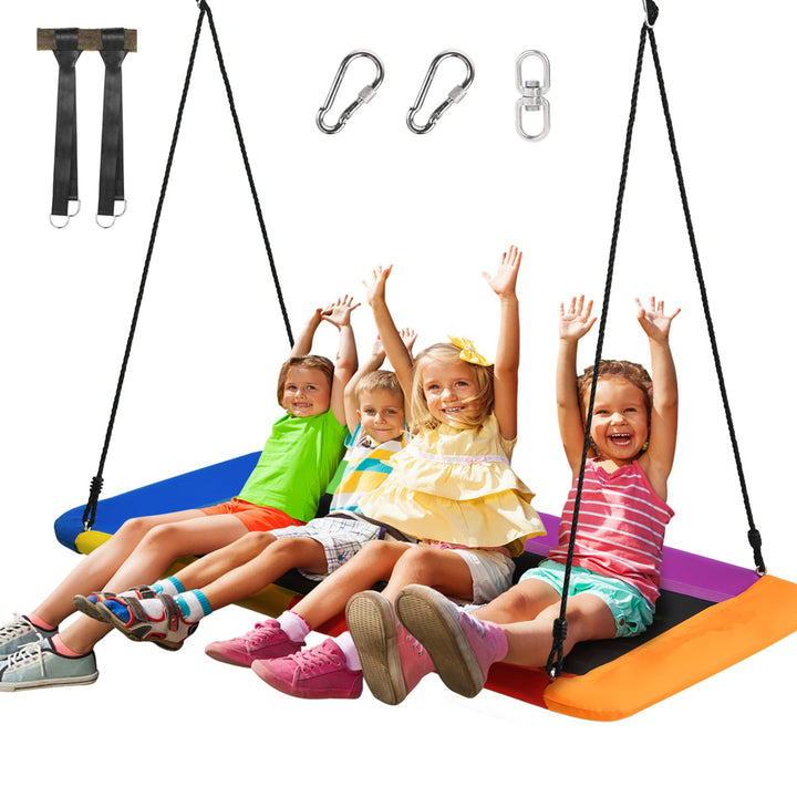 60 Kids Giant Tree Rectangle Swing 700 lbs w/ Adjustable Hanging Ropes Image 6