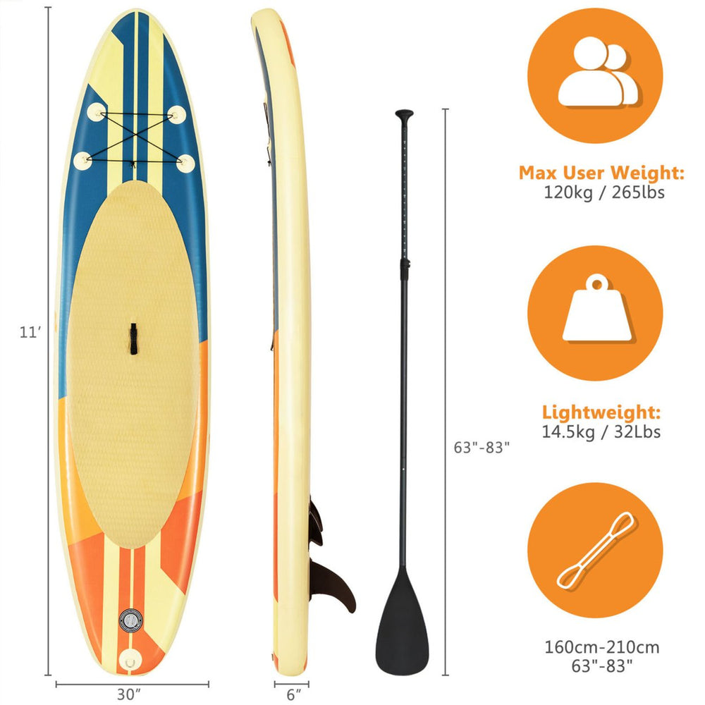 11ft Inflatable Stand-Up Paddle Board Non-Slip Deck Surfboard w/ Hand Pump Image 2