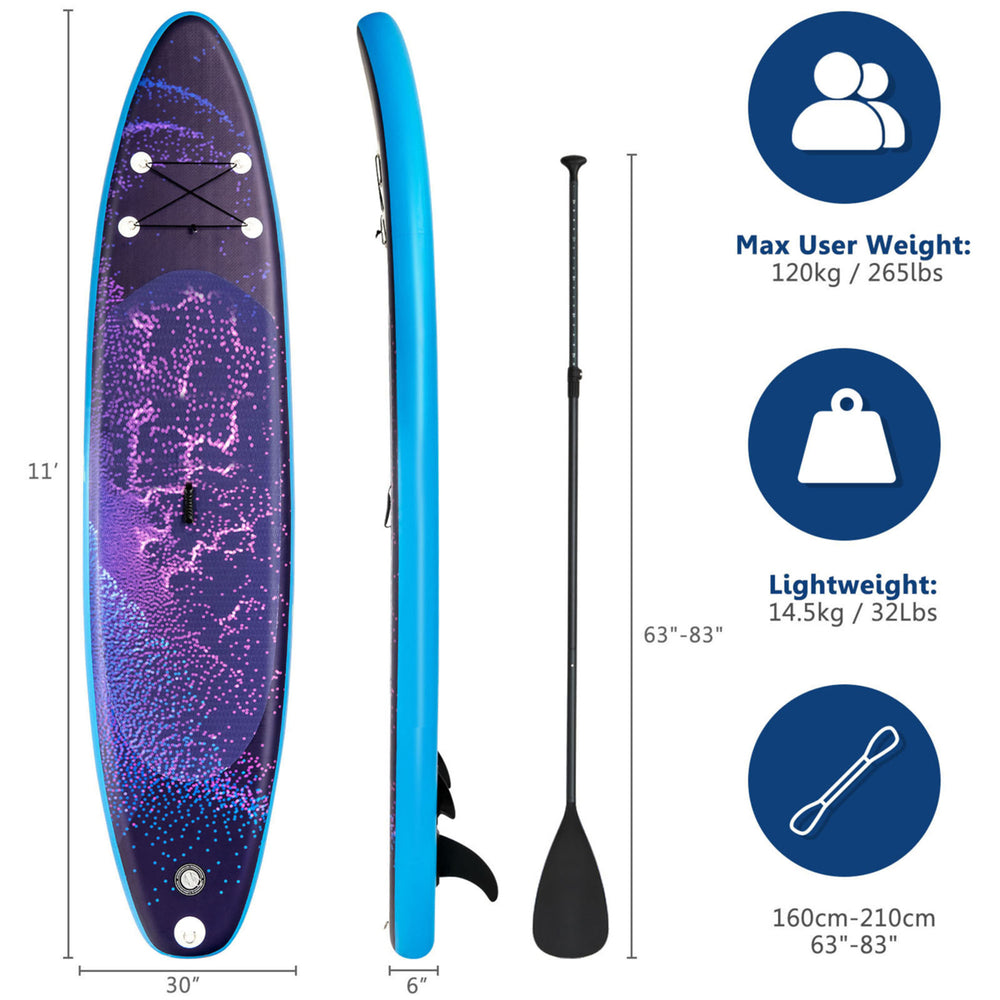11 ft Inflatable Stand-Up Paddle Board Non-Slip Deck Surfboard w/ Hand Pump Image 2
