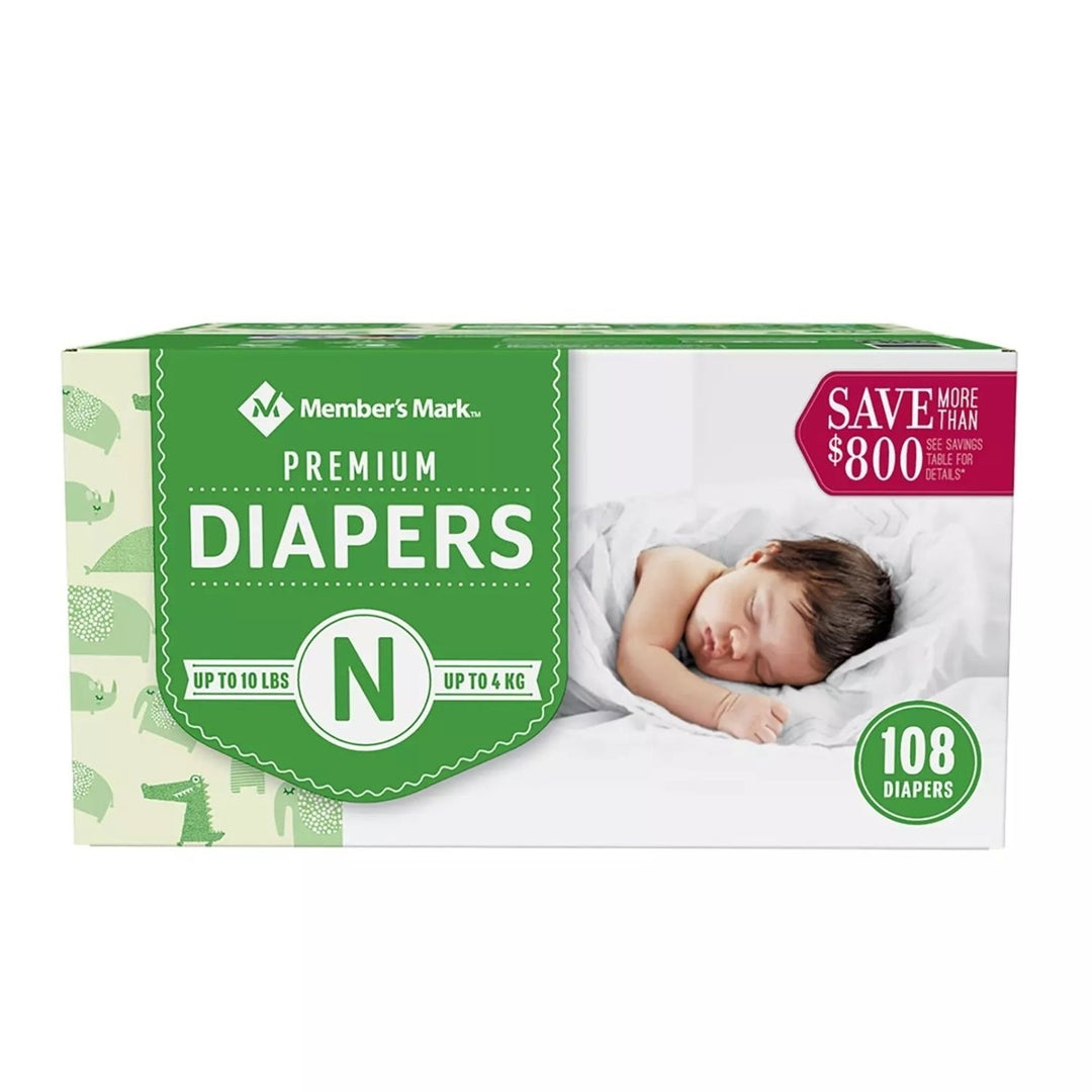 Members Mark Premium Baby Diapers Newborn Size (<10 Pounds) 108 Count Image 1