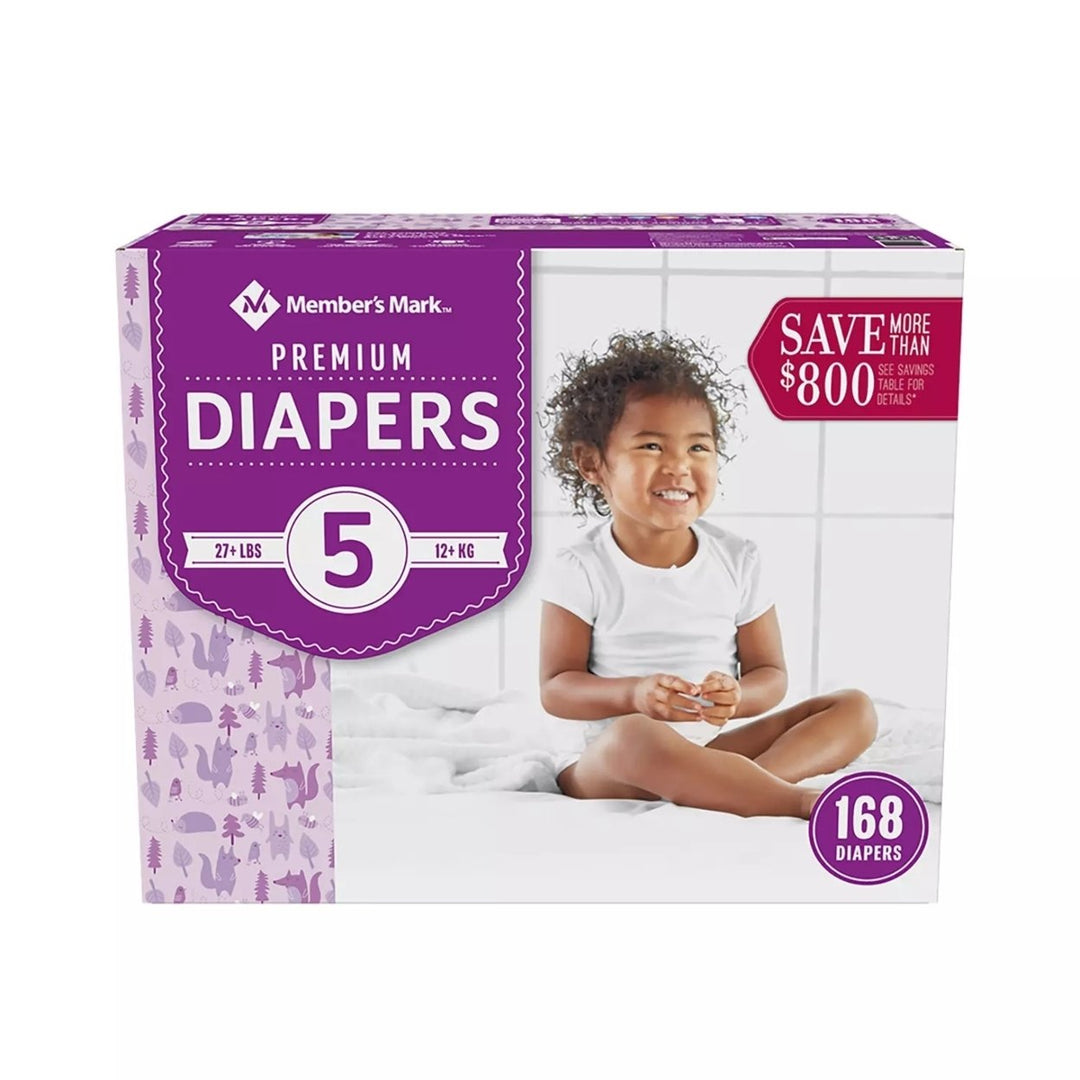 Members Mark Premium Baby Diapers Size 5 (27+ Pounds) 168 Count Image 1