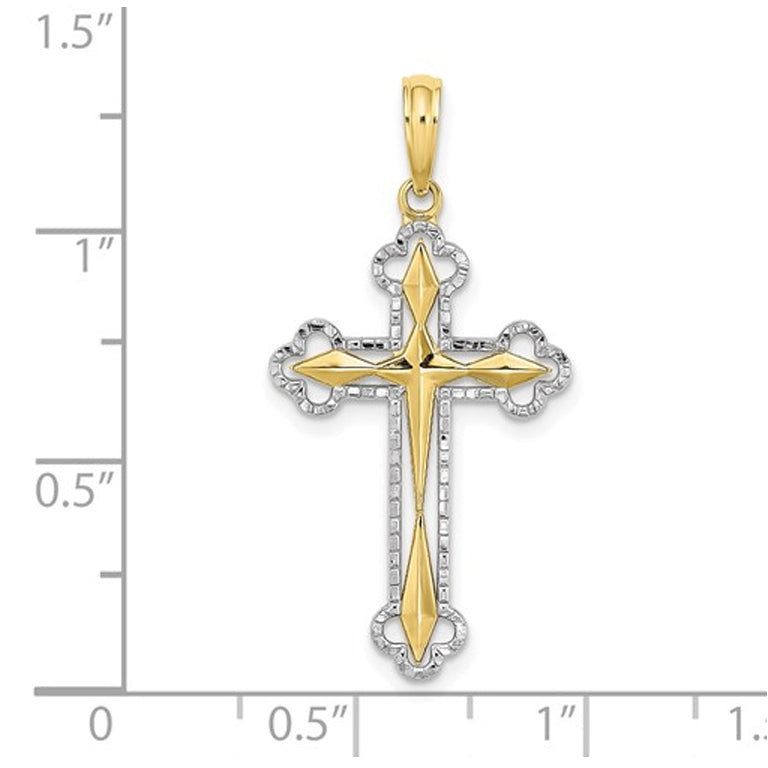 10K Yellow Gold Reversible Cross Charm Pendant Necklace with Chain Image 2