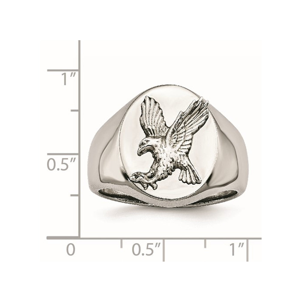 Mens Flying Eagle Stainless Steel and Sterling Silver Ring Image 4