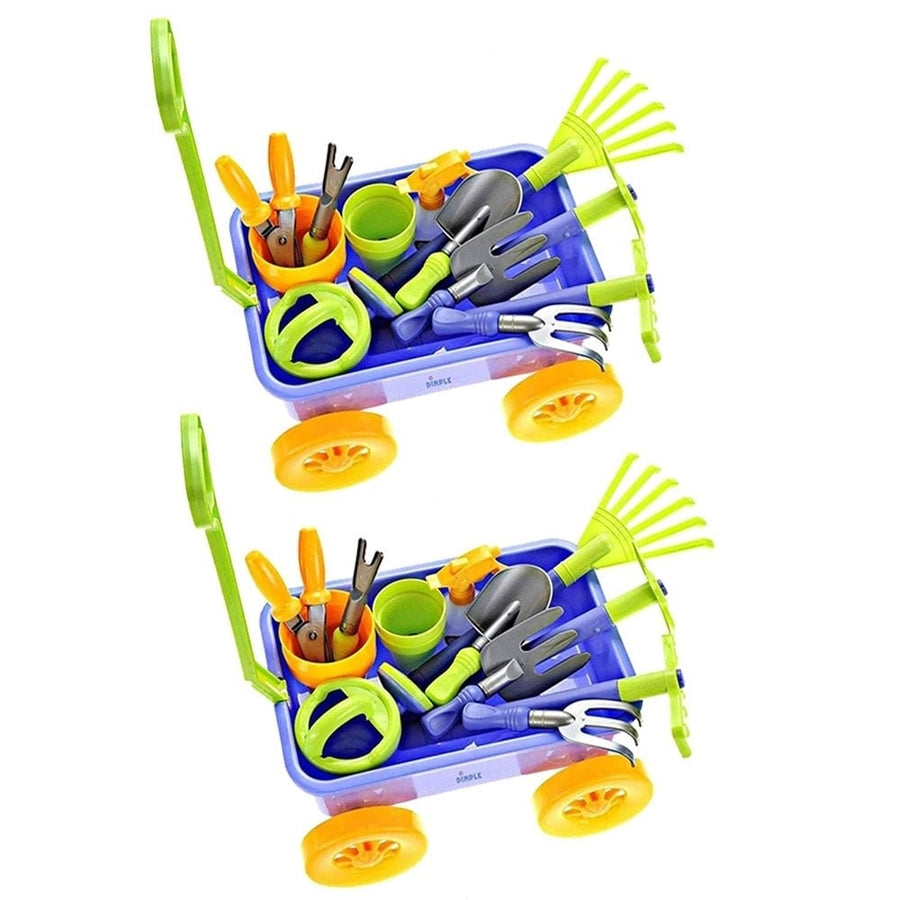 Dimple 15-Piece Gardening Tools Wagon Toy Set Durable Outdoor Gift for Kids Image 1