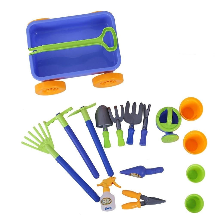 Dimple 15-Piece Gardening Tools Wagon Toy Set Durable Outdoor Gift for Kids Image 3