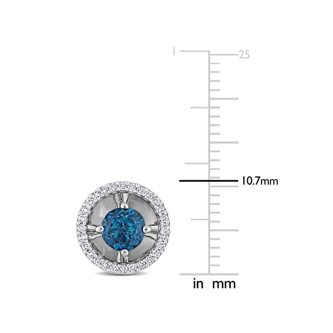 1.10 Carat (ctw) London Blue Topaz Solitaire Earrings in 10K White Gold Image 4
