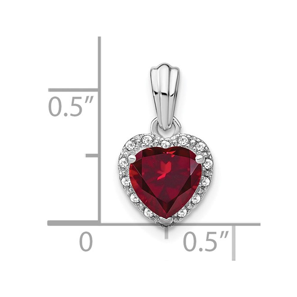 1.20 Carat (ctw) Lab-Created Ruby Heart Pendant Necklace in Sterling Silver with Chain Image 3