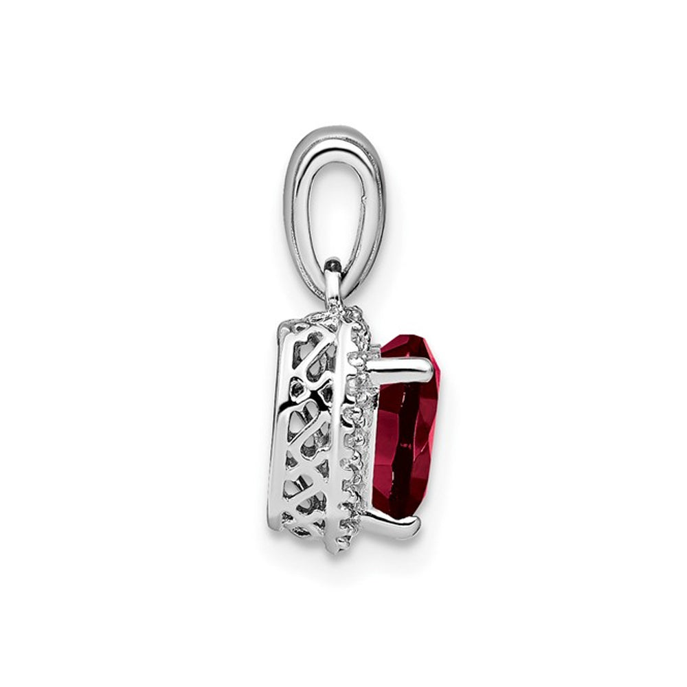 1.20 Carat (ctw) Lab-Created Ruby Heart Pendant Necklace in Sterling Silver with Chain Image 2