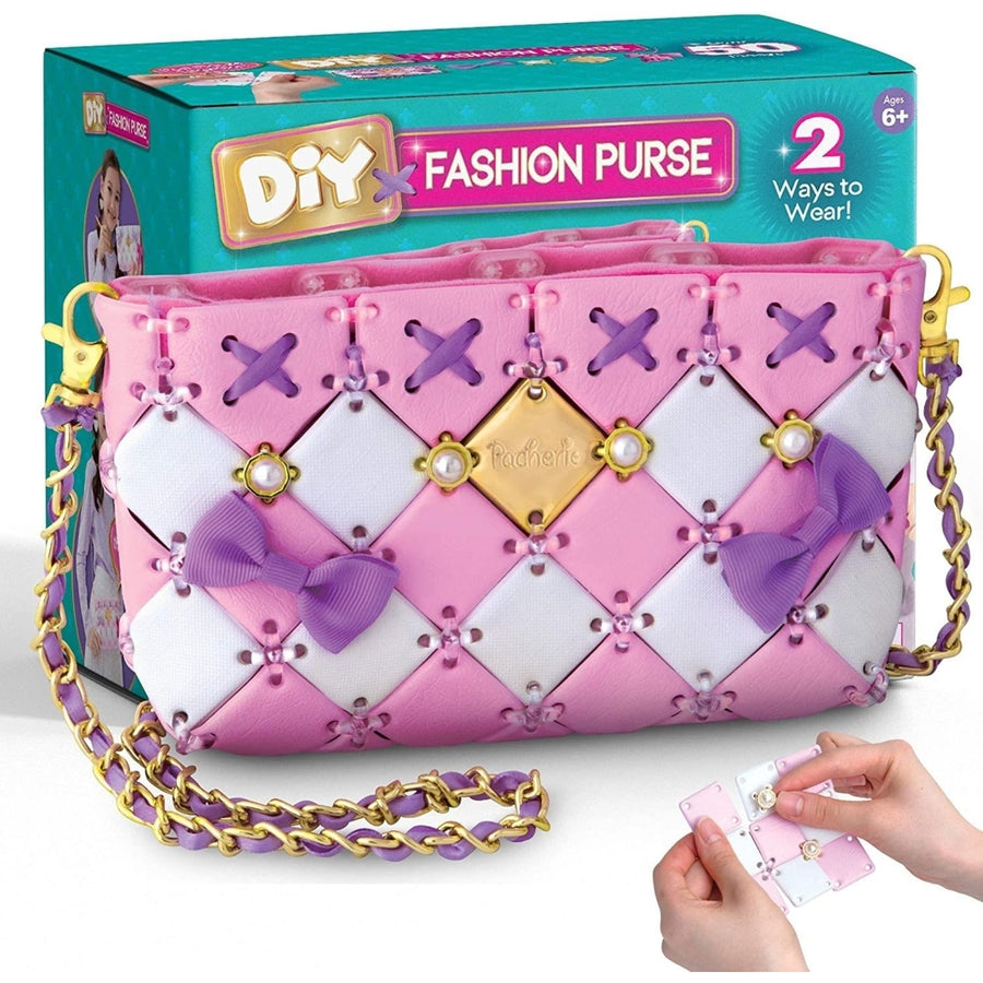 DIY Craft Fashion Purse 142pc Charms Pink Purple Bag Girls Kids Crafts Image 1