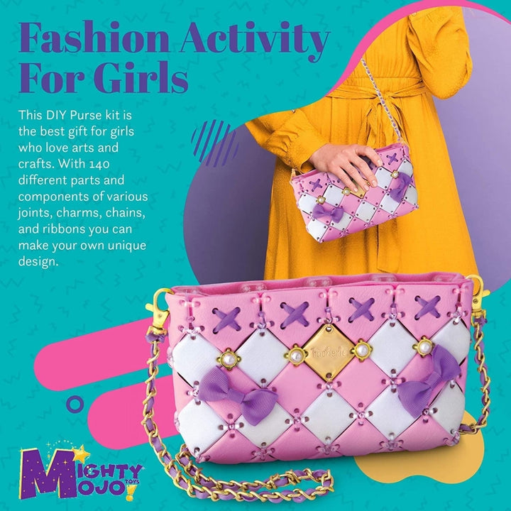 DIY Craft Fashion Purse 142pc Charms Pink Purple Bag Girls Kids Crafts Image 3