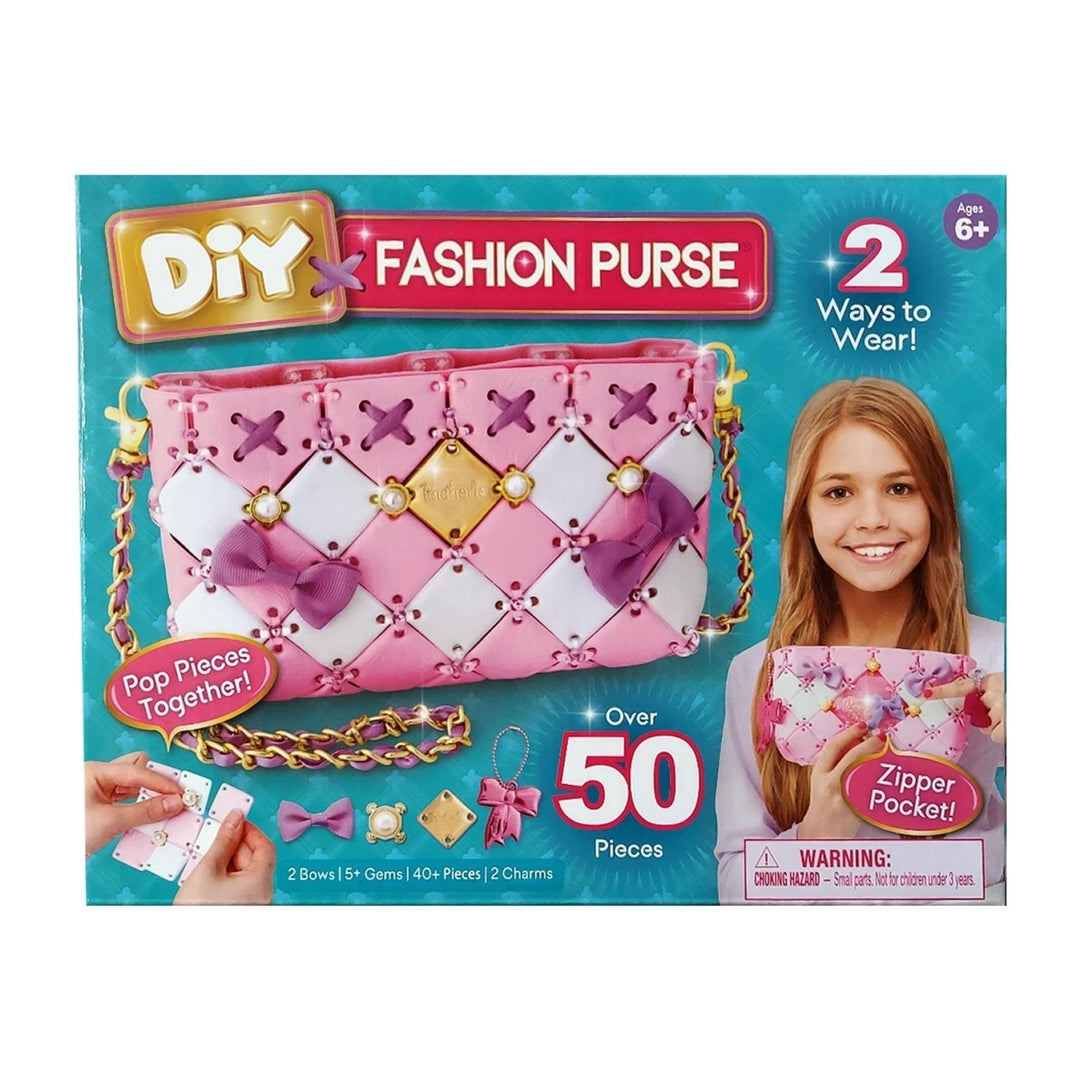 DIY Craft Fashion Purse 142pc Charms Pink Purple Bag Girls Kids Crafts Image 6