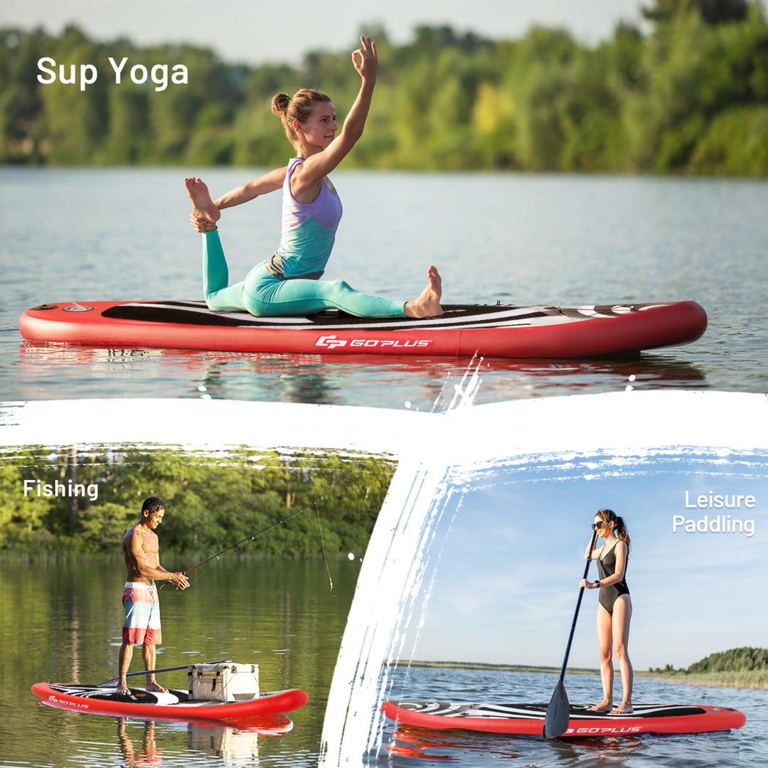 11 Inflatable Stand Up Paddle Board Surfboard W/Bag Aluminum Paddle Pump Red Image 4