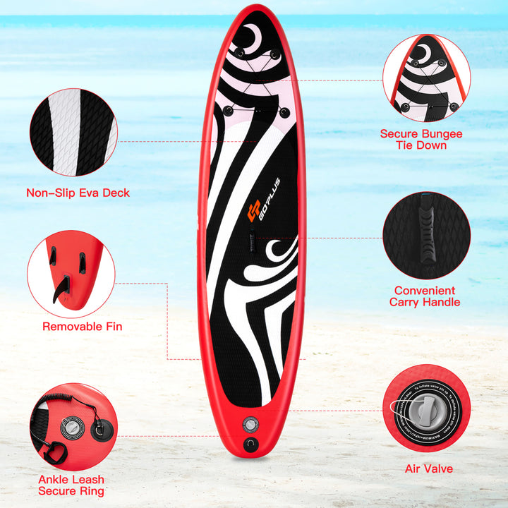 11 Inflatable Stand Up Paddle Board Surfboard W/Bag Aluminum Paddle Pump Red Image 6