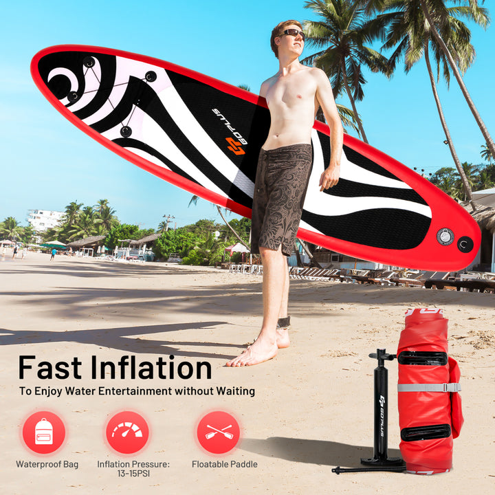 11 Inflatable Stand Up Paddle Board Surfboard W/Bag Aluminum Paddle Pump Red Image 8