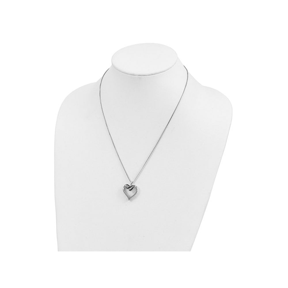 1/10 Carat (ctw) Black and White Diamond Heart Pendant Necklace in Sterling Silver with Chain Image 2