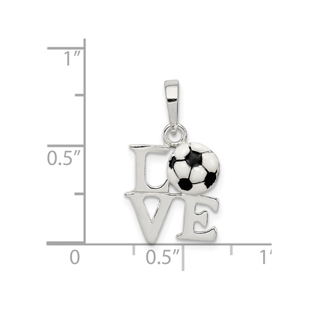 Sterling Silver LOVE Soccer Ball Charm Pendant Necklace with Chain Image 3