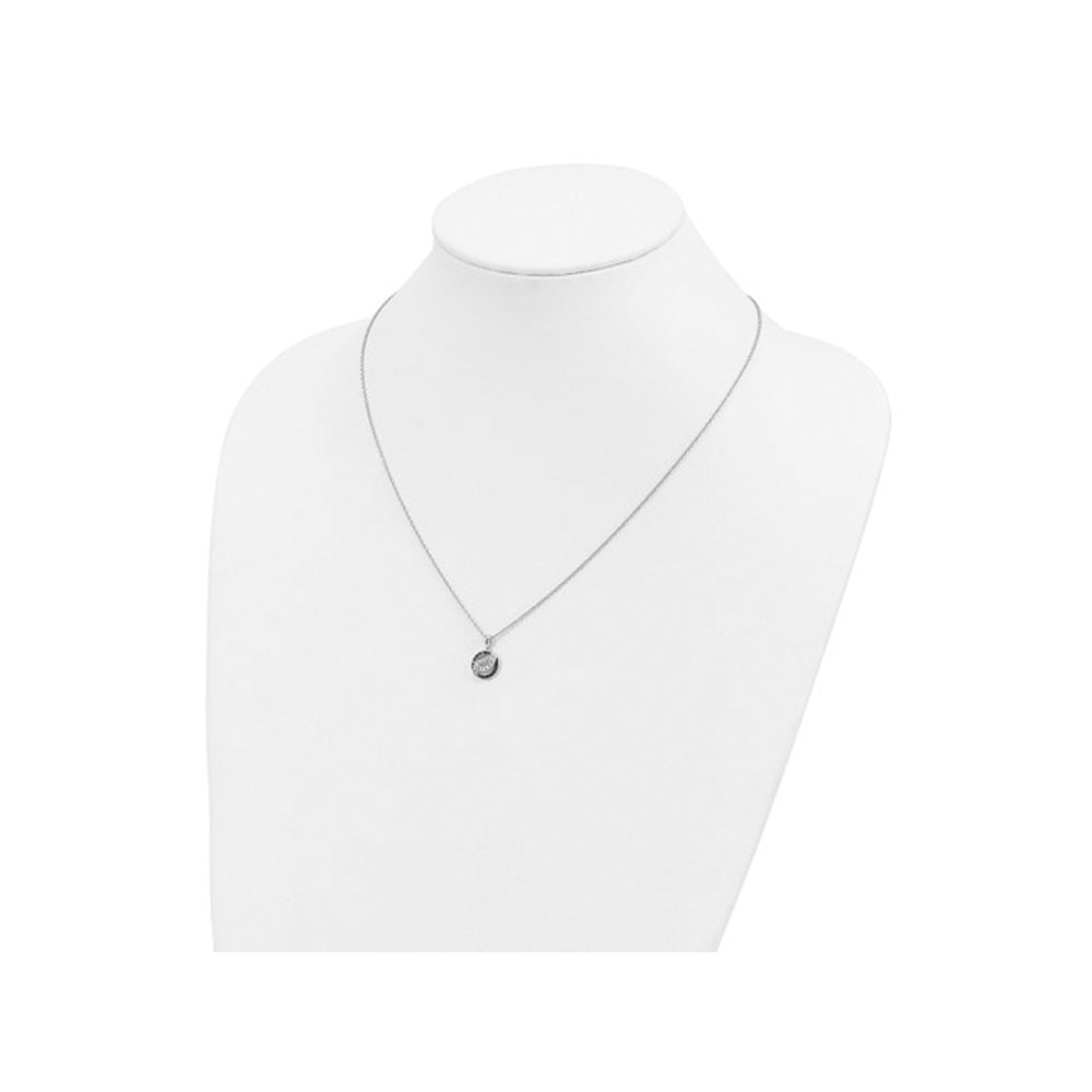 1/12 Carat (ctw) Black and White Diamond Circle Pendant Necklace in Sterling Silver with Chain Image 3