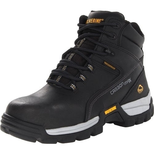 WOLVERINE Mens 6" Tarmac Waterproof Reflective Composite Toe Work Boot Black - W10304 BLACK LEATHER Image 4