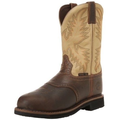 JUSTIN WORK Mens 11" Superintendent Steel Toe Work Boot Golden Brown - SE4661 BROWN Image 1