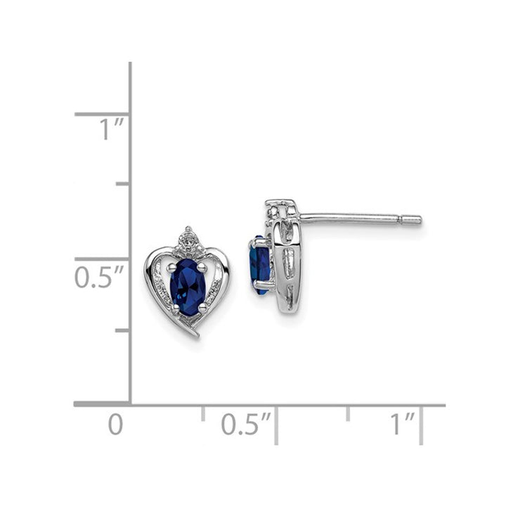 1/2 Carat (ctw) Lab Created Blue Sapphire Heart Earrings in Sterling Silver Image 4