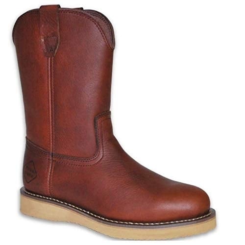 WORK ZONE Mens Dark Brown 10" Steel Toe Pull On Work Boot S997 Tumbled Leather Image 1