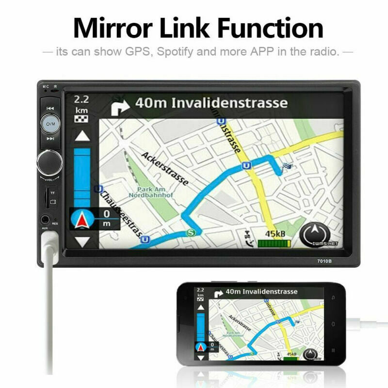 Car Stereo Radio Bluetooth Double 2 Din 7" USB FM AUX IN IOS/Android Mirror Link Image 3