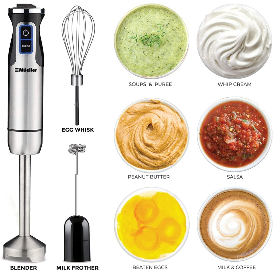 Mueller Austria Ultra-Stick 500 Watt 9-Speed Immersion Multi-Purpose Hand Blender With Whisk Milk Frother Attachments Image 1