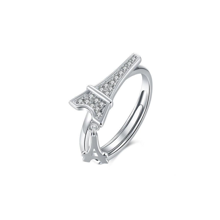 Eiffel Tower Charm Ring Crystals from Swarovski 18K Gold Plated Sizes 6 7 8 9 Image 1