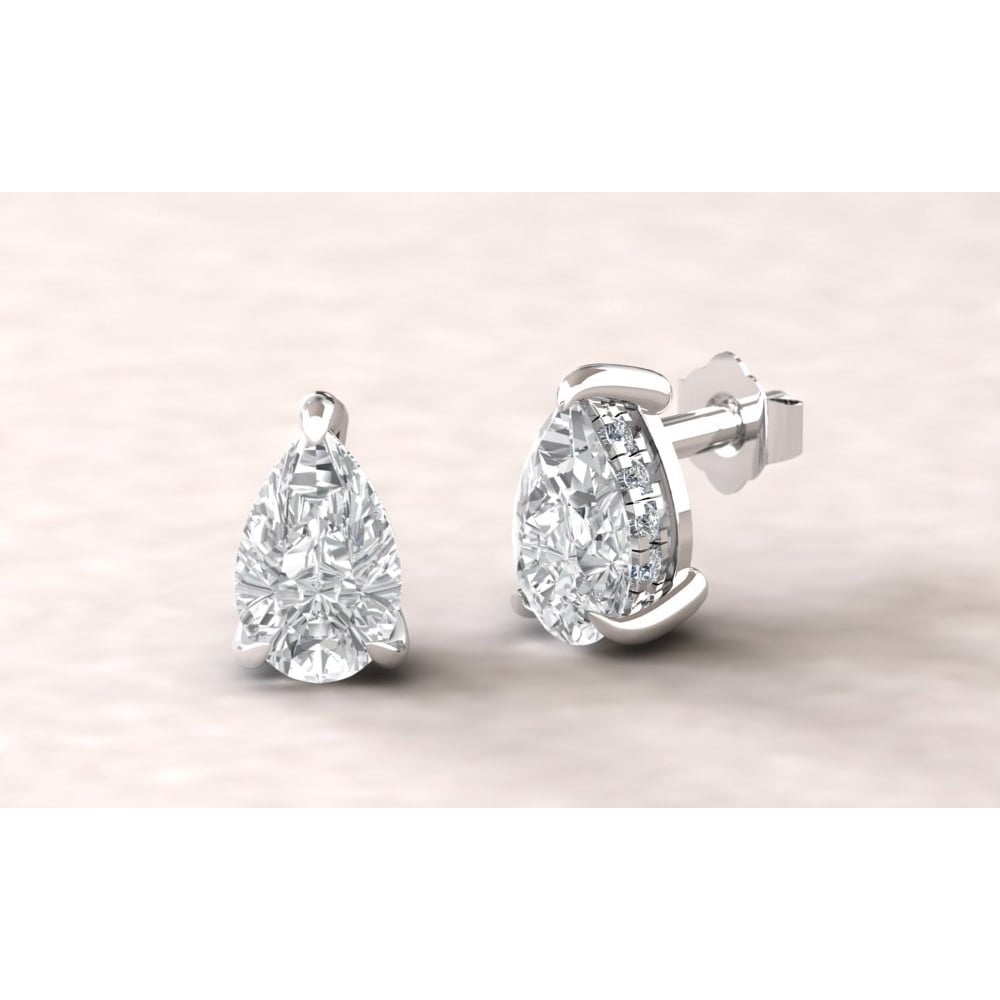 Sterling Silver Teardrop Cut Stud Earrings Crystals From Swarovski 925 Stamp Image 1