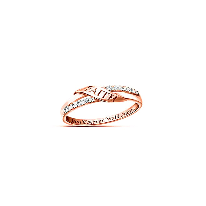 Engraved Faith Band Simulated Diamond 18K Gold Plated Sizes 6-9 Youll Never Walk Alone Image 4