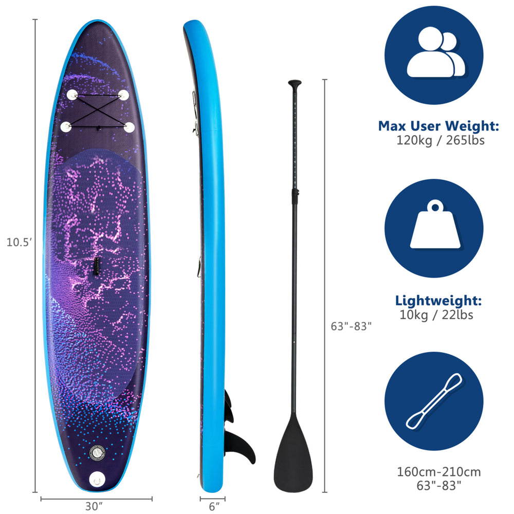 10.5 ft Inflatable Stand-Up Paddle Board Non-Slip Deck Surfboard w/ Hand Pump Image 2
