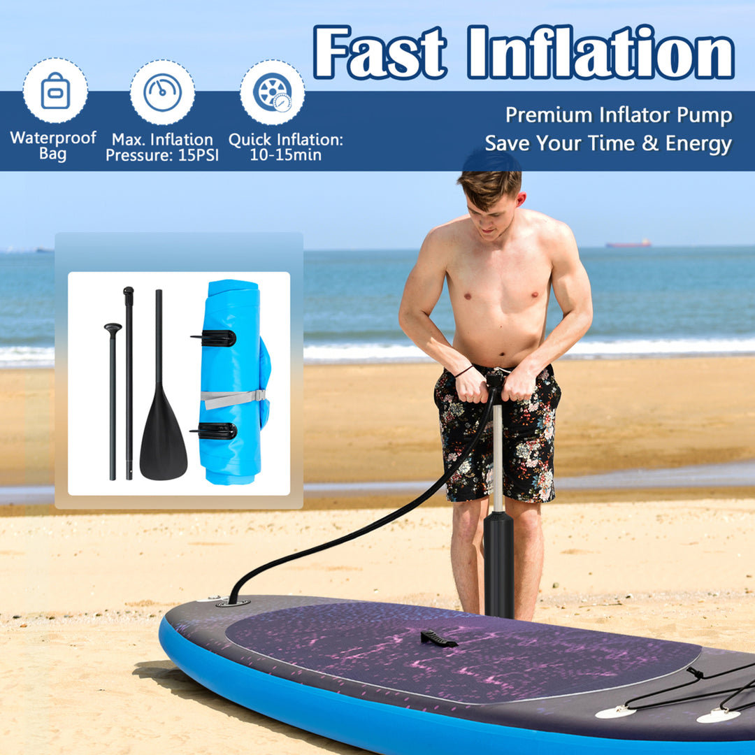 10.5 ft Inflatable Stand-Up Paddle Board Non-Slip Deck Surfboard w/ Hand Pump Image 4