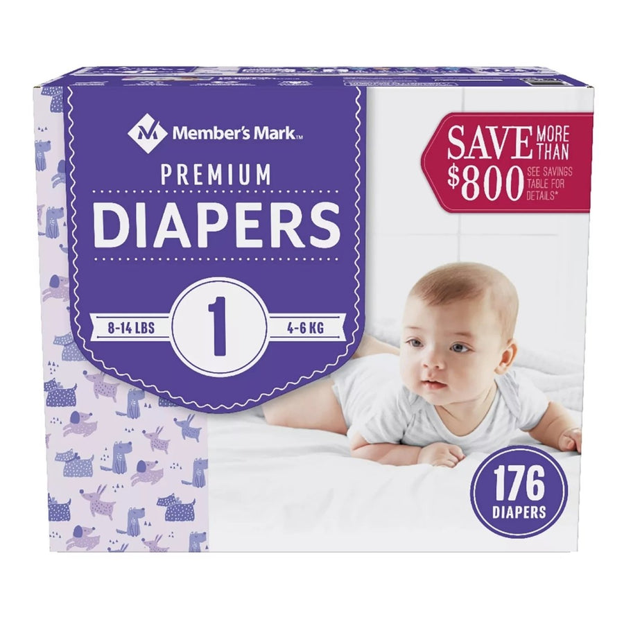 Members Mark Premium Baby Diapers Size 1 (8-14 Pounds) 176 Count Image 1