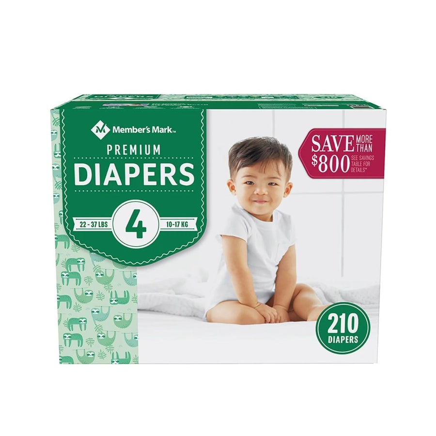 Members Mark Premium Baby Diapers Size 4 (22-37 Pounds) 210 Count Image 1