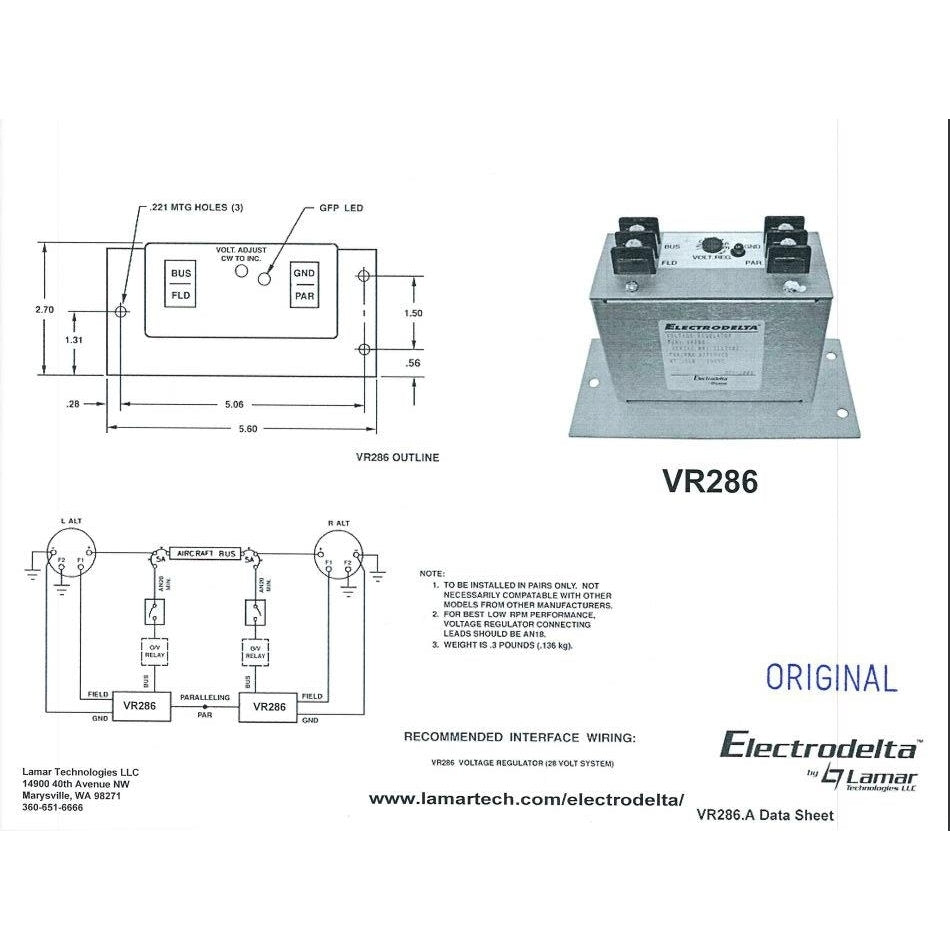 VR286 Voltage Regulator 28v Lamar Tech LLC Image 2