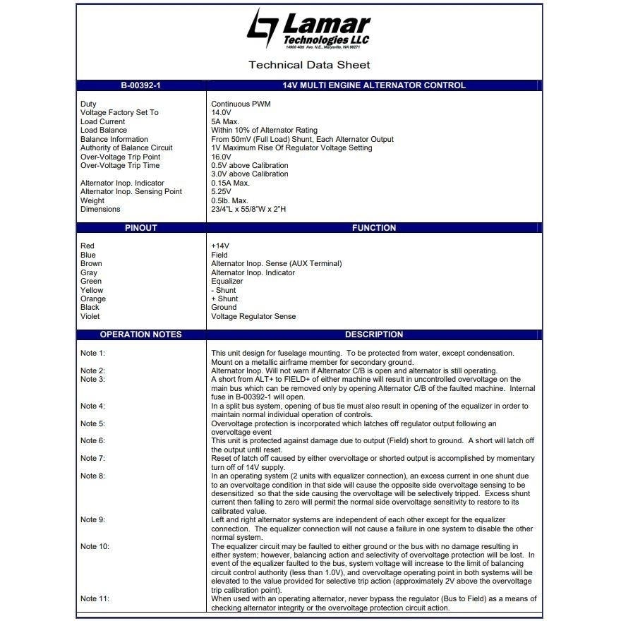 B-00392-1 LAMAR 14 Volt ALTERNATOR Control Unit Image 3