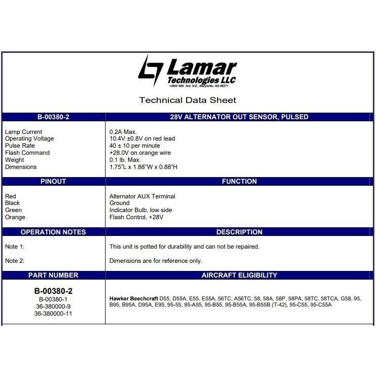 LAMAR B-00380-2 SENOR-ALT 27VP Image 2