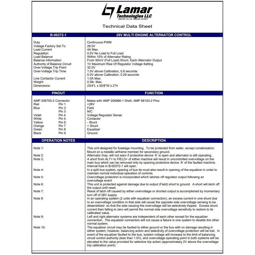 Lamar Alternator ControlLoad Balancing B-00372-1 Image 2